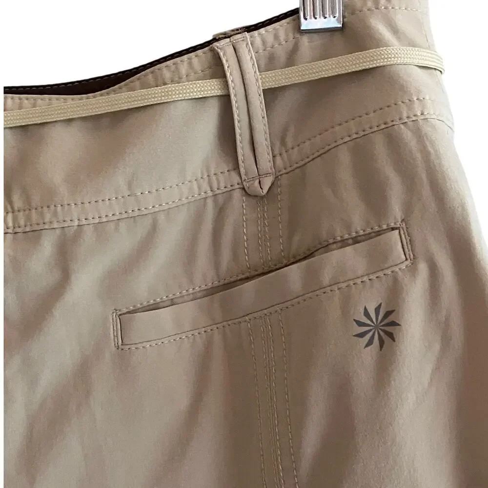 Athleta Whatever Pleated Skort Skirt w/Shorts Khaki Tan Tie Belt 8 Tennis - Picture 9 of 10